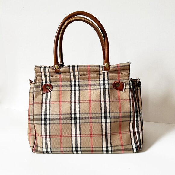 Plaid Leather Satchel Purse - Picture 3 of 9